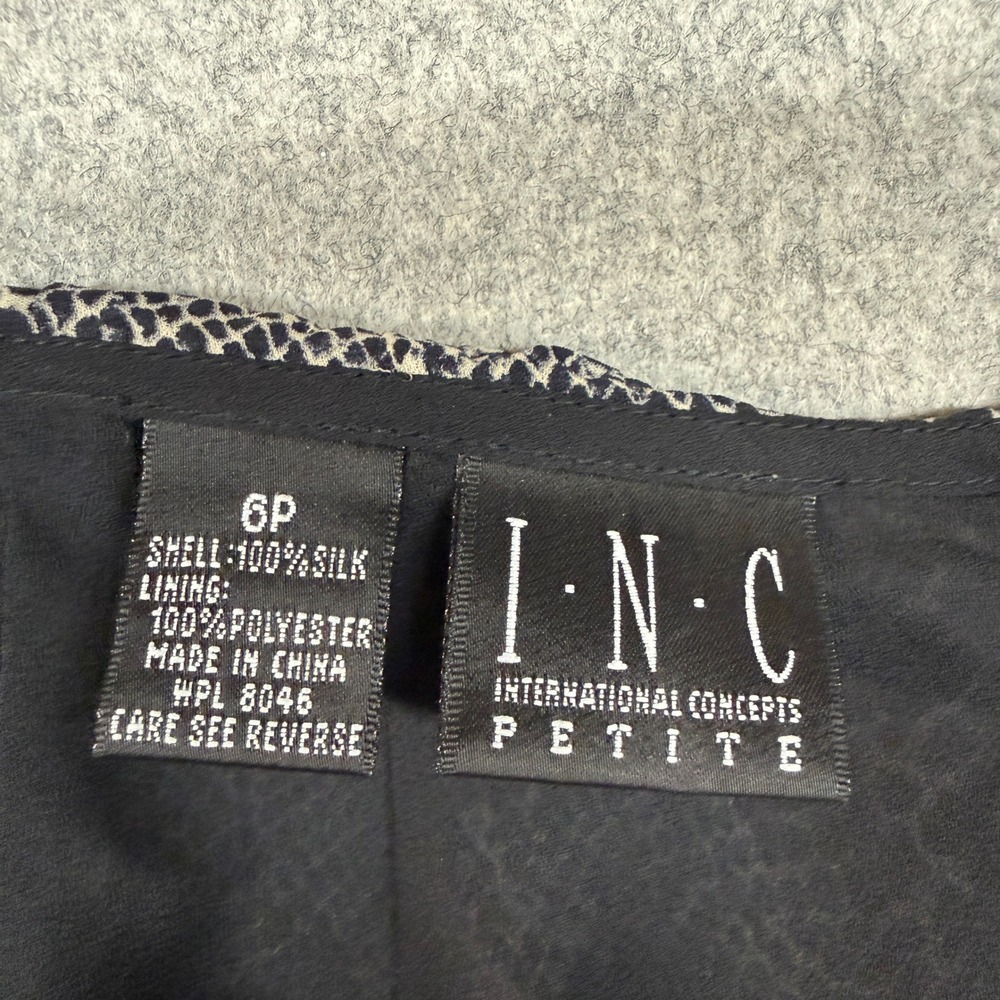 INC International Concepts Petite Silk Skirt 6P Black White Snakeskin Print - Picture 3 of 8